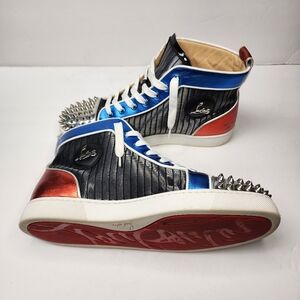 Christian Louboutin Spike Accents Leather Metallic Men Sneaker US9 EU 42